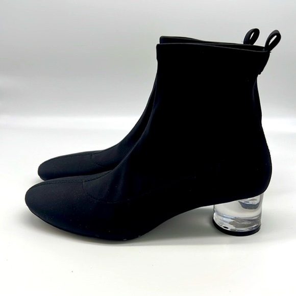 Zara - Black Polyester Sock Ankle Boots With Clear Laminated Heels Size 36 - Picture 4 of 16